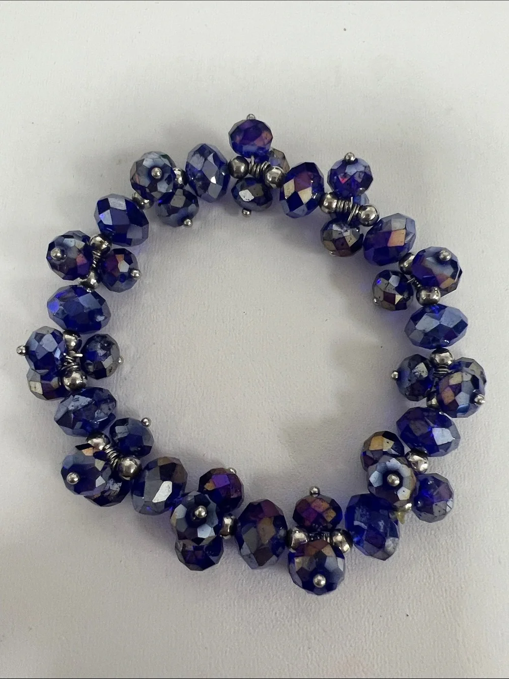 Elegant Faceted Bead Stretch Bracelet - Purple
